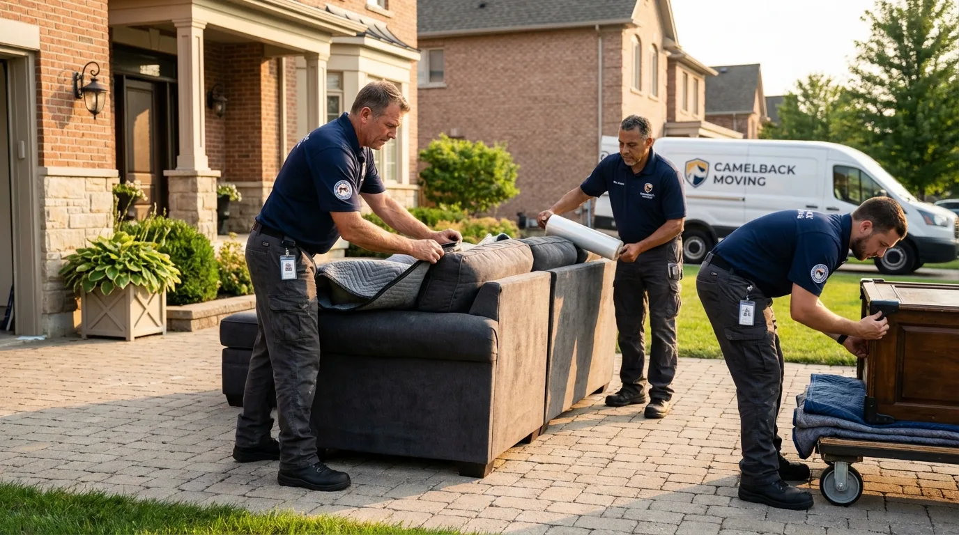 Large estate moving crew wrapping furniture in Goodhue, MN
